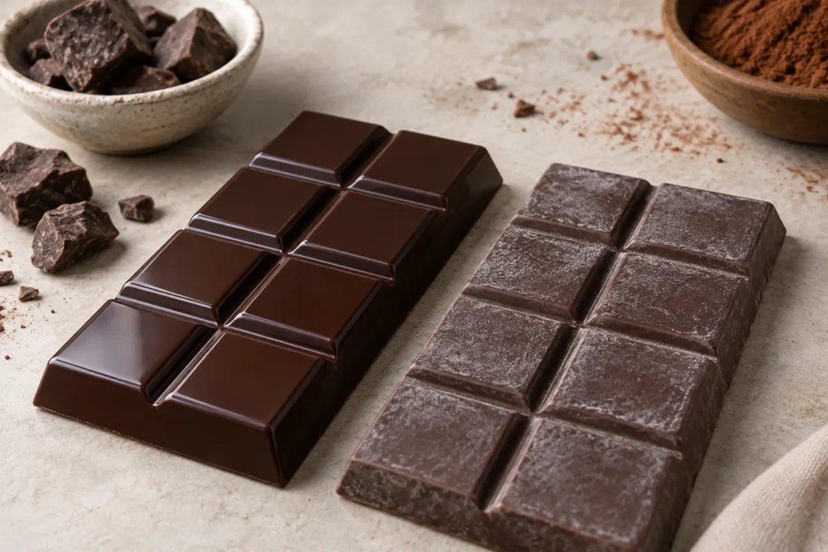 仕上がったチョコレート表面の光沢と質感を示す静物写真