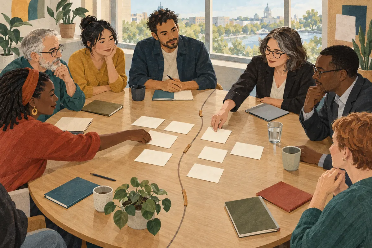 Conceptual cultural-policy discussion in which civil-society participants and public officials share proposals and defined decision rights