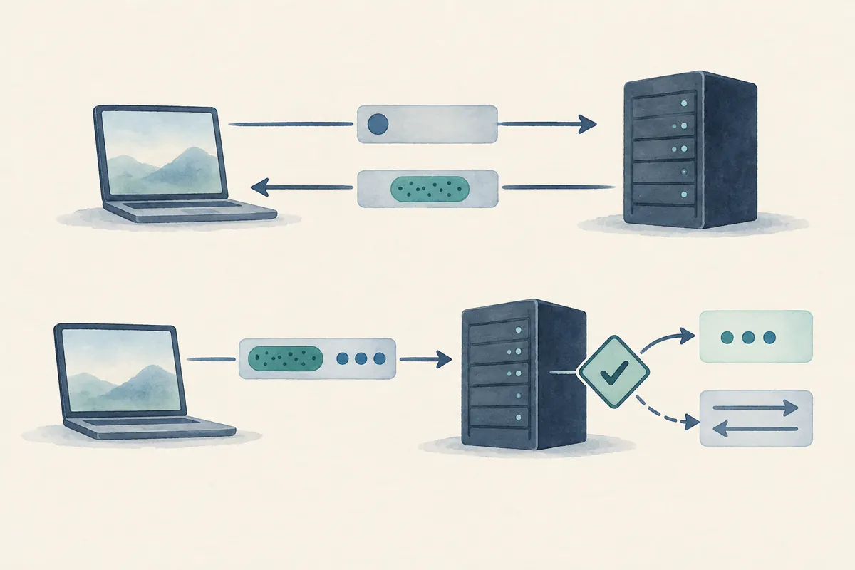 一度Cookieを受け取り、次のTCP接続のSYNにデータを載せる流れの概念図